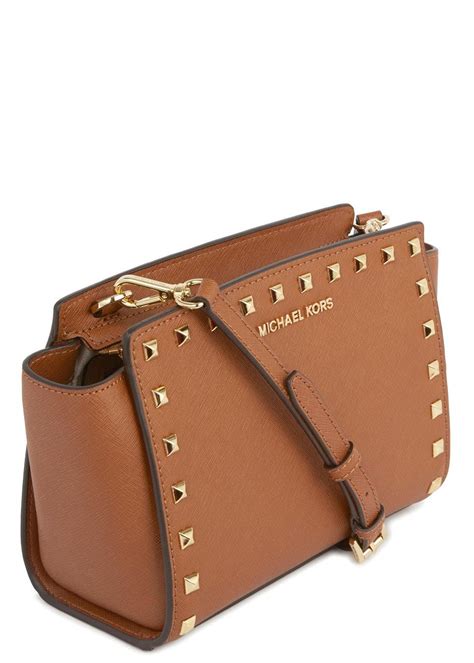 michael kors tan studded purse|Michael Kors soho shoulder bag.